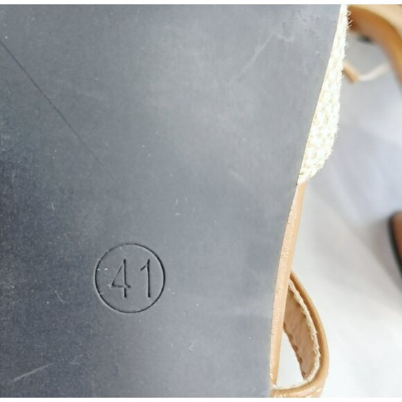 Women’s Point Toe Slingback Chunky Heels – Brown & Beige Linen  41 US 10 - Picture 10 of 10